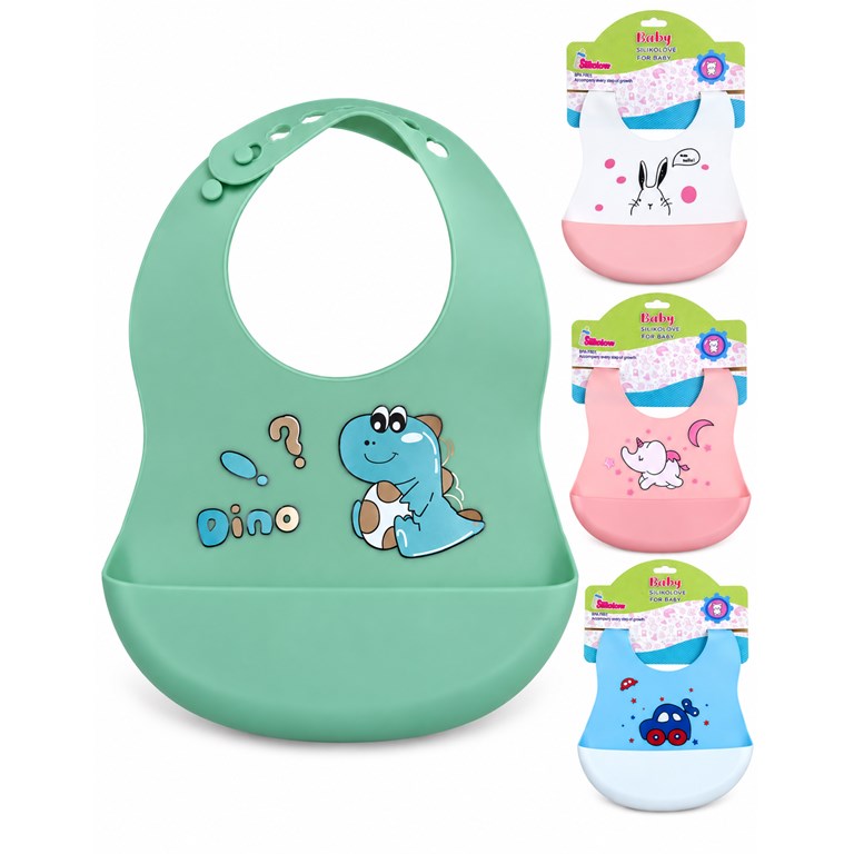 Babero silicona estampado con blister colgante