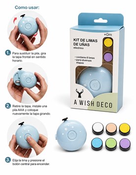 BC120 DIST LIMA DE UÑAS ELECTRICA CON 6 LIMAS PARA DIVERSAS ETAPAS. FUNCIONA A PILAS. AMÉRICA