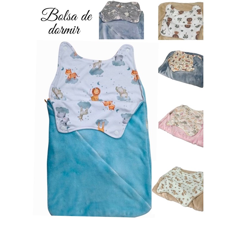 BOLSA SACO DORMIR POLAR+ALGODON. BROCHES SUPERIORES. CIERRE FRONTAL. COLORES: NENA-VARON-UNISEX AMERICA