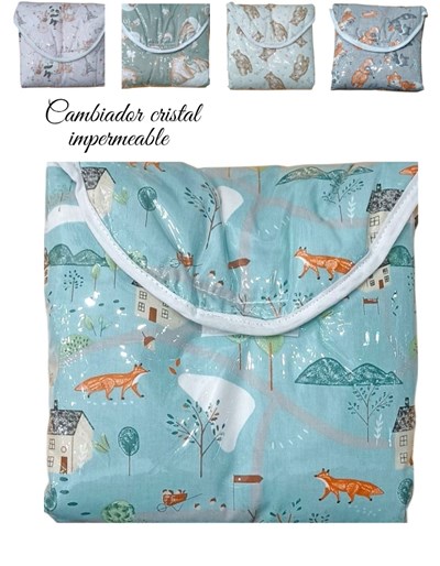 Cambiador Cristal impermeable estampado. Medidas: 35x70cm. Colores surtidos. America.