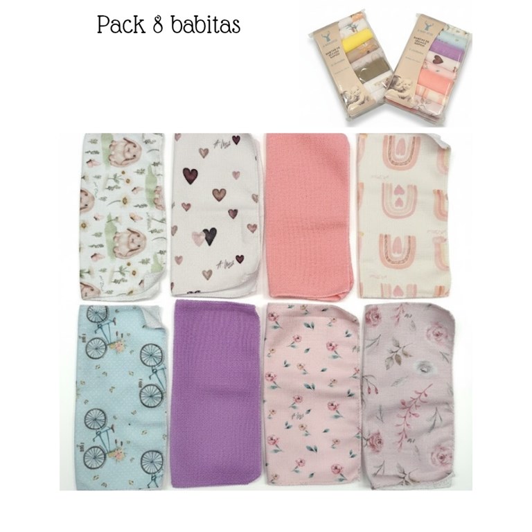 SET X8 BABITAS COLORES SURTIDOS  22X22 CM. AMERICA