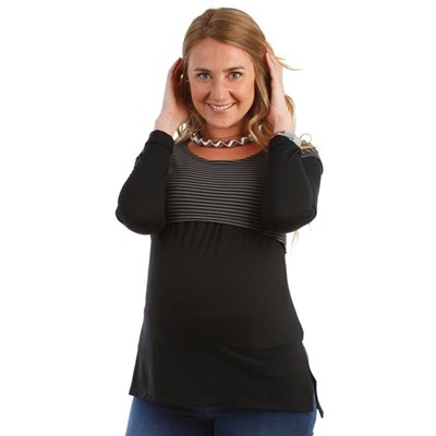 REMERA MODAL RAYADA COMBINADA PARA AMAMANTAR