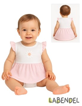 Body vestido de beba manga corta.Labendel