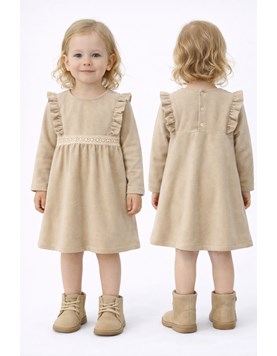 Vestido beige con volados.Labendel