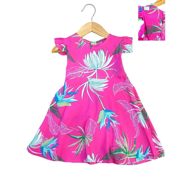 vestido beba fibrana estampado flores fondo fucsia tyg