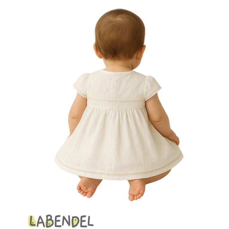 Vestido de beba liso en creep con organza.TYG