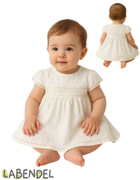 Vestido de beba liso en creep con organza.TYG