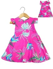 vestido de niña fibrana estampado flores en fucsia tyg