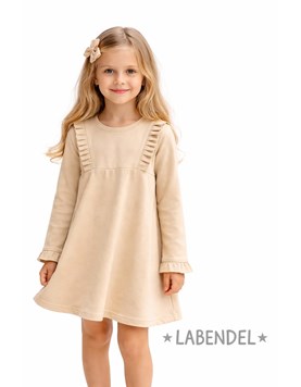 Vestido eige con volados.Labendel