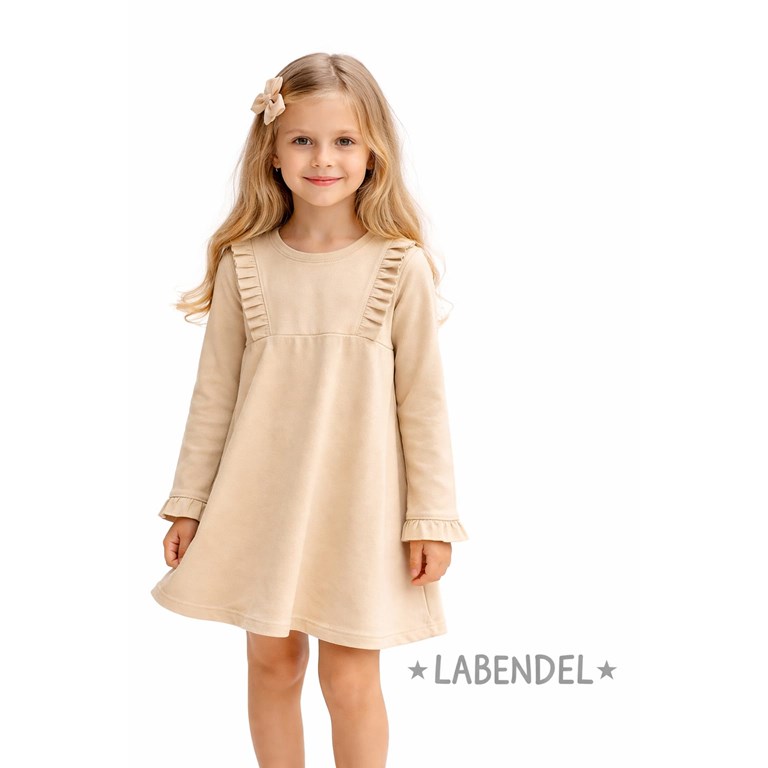 Vestido eige con volados.Labendel