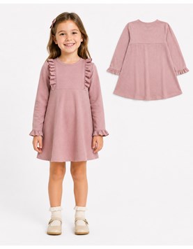 Vestido rosa con volados montaine nena.Labendel