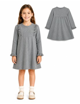 Vestido gris con volados.Labendel