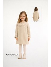 Vestido beige con 2 flores en montaine para nena.Labendel