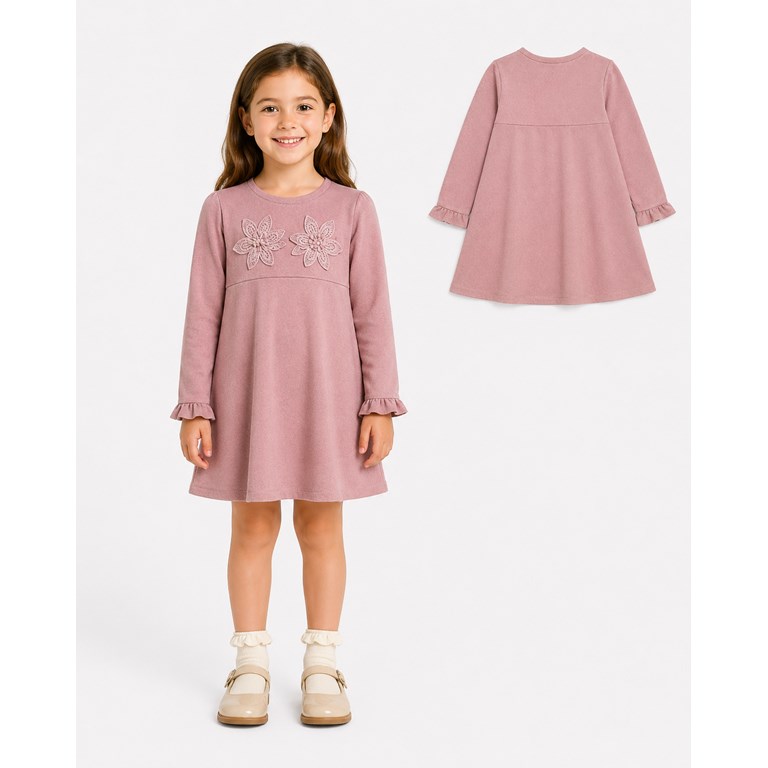 Vestido rosa con 2 flores.Labendel
