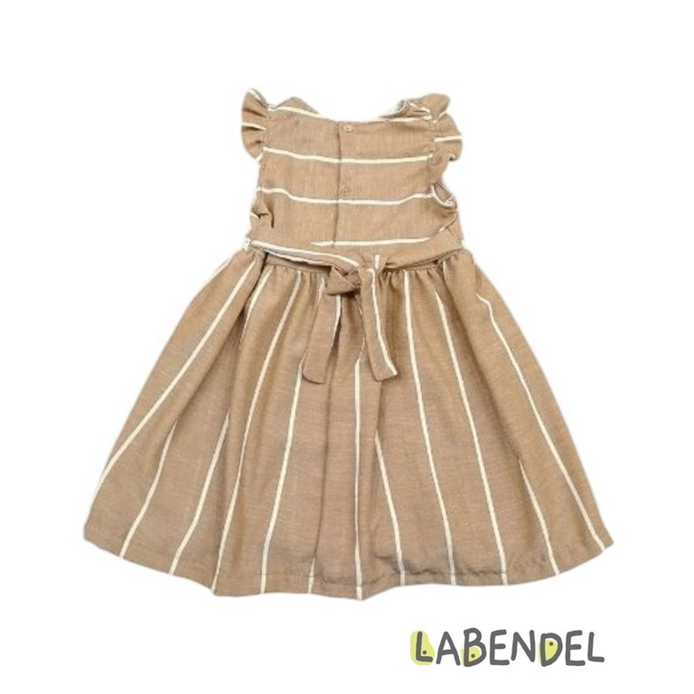 Vestido para nena rayado beige con blanco.Labendel