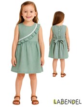 Vestido de nena verde con puntilla.Labendel