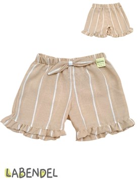 Short de nena simil lino color beige.Labendel