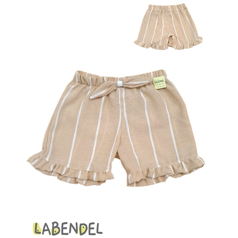 Short de nena simil lino color beige.Labendel