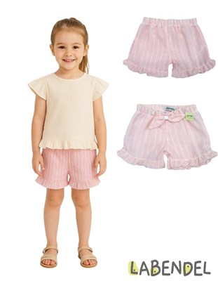 Short de nena simil lino color rosa.Labendel