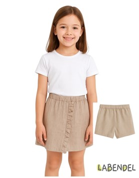 Short pollera color beige para nena.Labendel