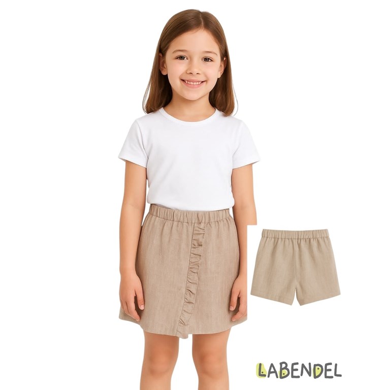 Short pollera color beige para nena.Labendel