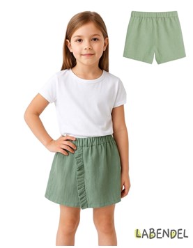 Short pollera color verde de nena.Labendel
