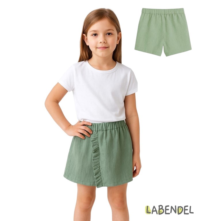 Short pollera color verde de nena.Labendel