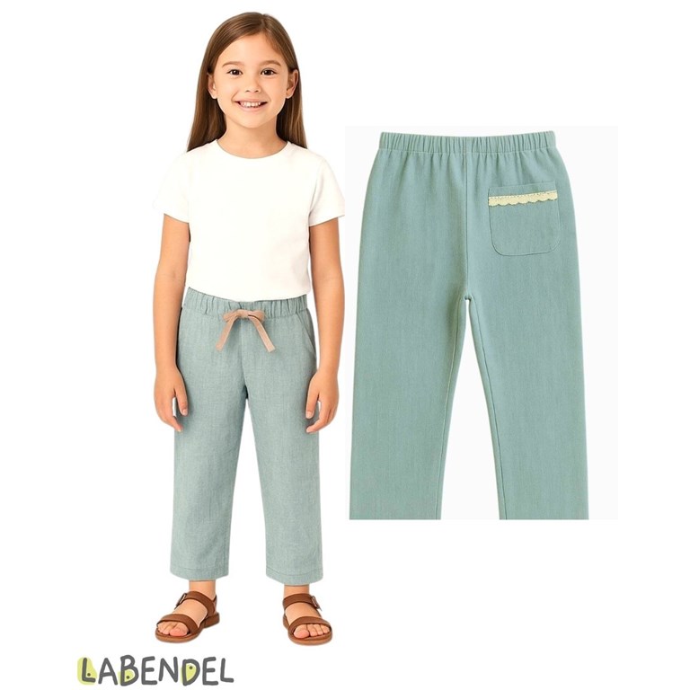 Pantalon de nena liso color verde.Labendel
