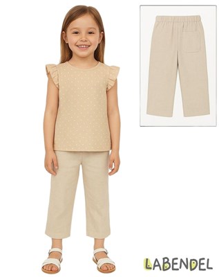 Pantalon de nena liso color beige.Labendel