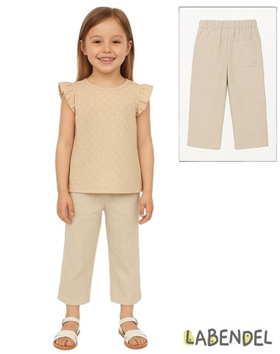 Pantalon de nena liso color beige.Labendel
