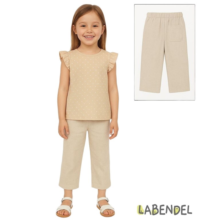 Pantalon de nena liso color beige.TYG