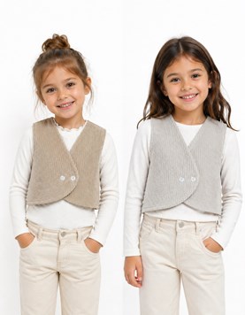 Chaleco beige forrado en corderoy.Labendel