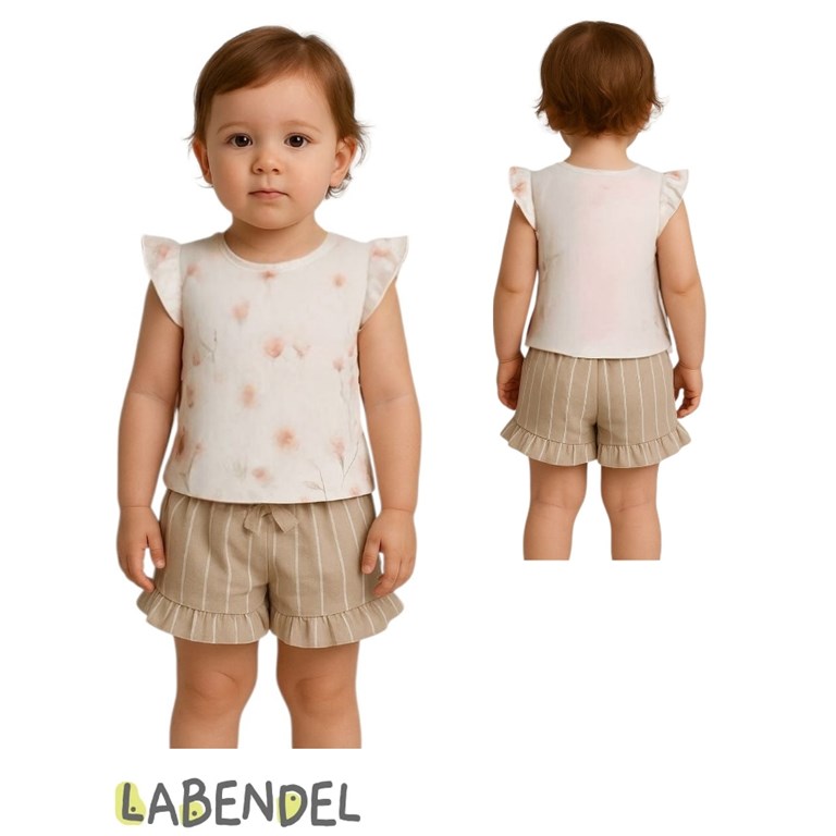 Short de beba simil lino color beige.Labendel