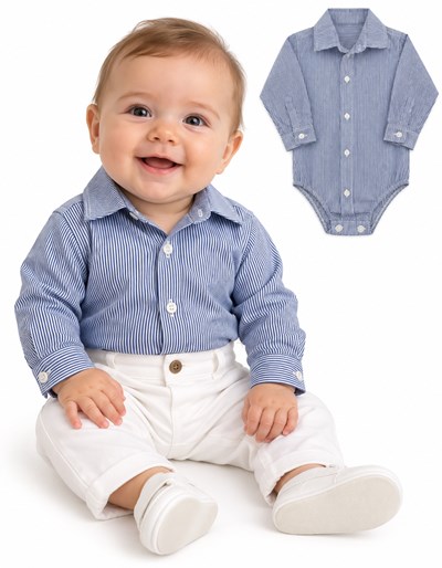BODY CAMISA MANGA LARGA RAYADO AZUL. LABENDEL