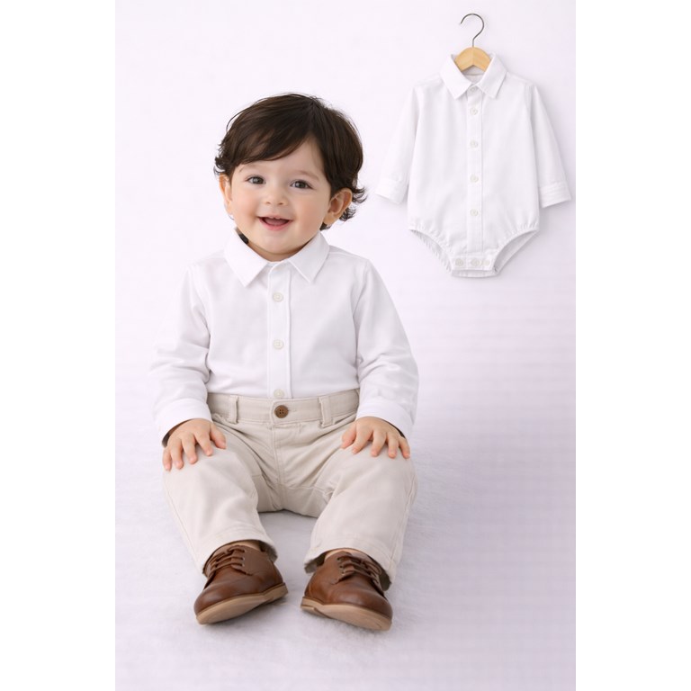 Body camisa blanco para bebe.Labendel