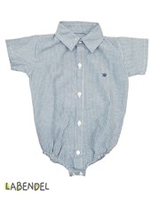 Body camisa rayada azul para bebe.Labendel