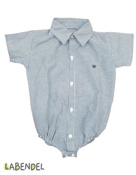 Body camisa rayada azul para bebe.Labendel