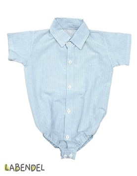 Body camisa celeste rayada para bebe color celeste.Labendel