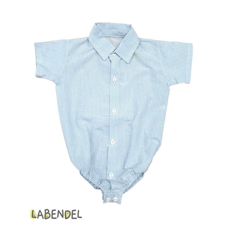 Body camisa celeste rayada para bebe color celeste.Labendel