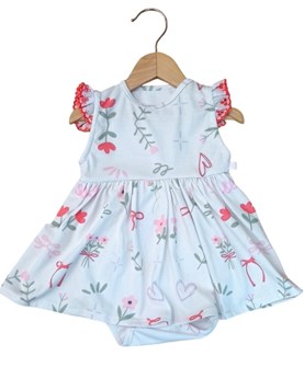 body vestido con broderie estampado corazones con flores tyg