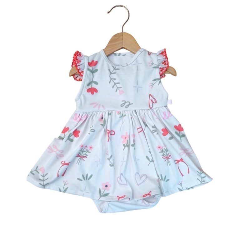 body vestido con broderie estampado corazones con flores tyg