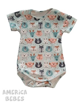 A9 BODY MANGA CORTA PARA BEBE VARON FONDO VERDE AGUA ESTAMPADO ANIMALITOS TYG