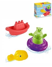 SET DE BAÑO PARA EL AGUA. BARQUITO, HIPOPOTAMO Y BALLENA. BIMBI