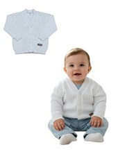 Cardigan de dralon c/torzadas blancos. Bautismo. CEO.
