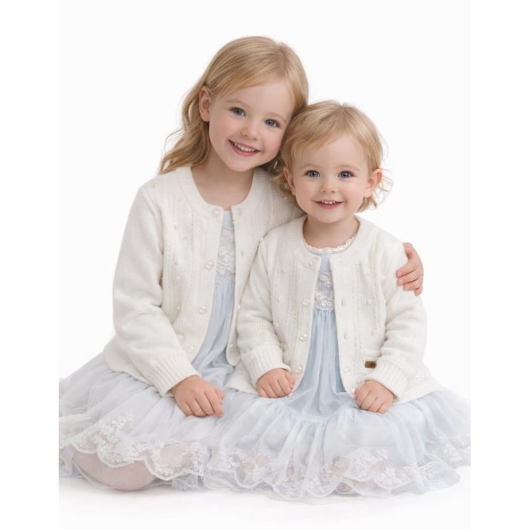 CAMPERITA TEJIDA BLANCA CON PERLAS PARA BEBA CEO  -AHORA TAMBIEN TALLES DE NIÑO (6/8/10/12)