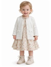 Saquito de dralon con moño tejido. Ceo.