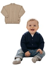 Cardigan bebe tejido c/torzadas. Colores: Beige-Azul-Negro. CEO. - Ahora tambien talles de niño: (6/8/10/12)