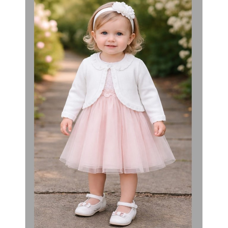 BOLERITO TEJIDO PARA BEB,A MANGA LARGA, CON BOTONES, CUELLO REDONDO. CEO