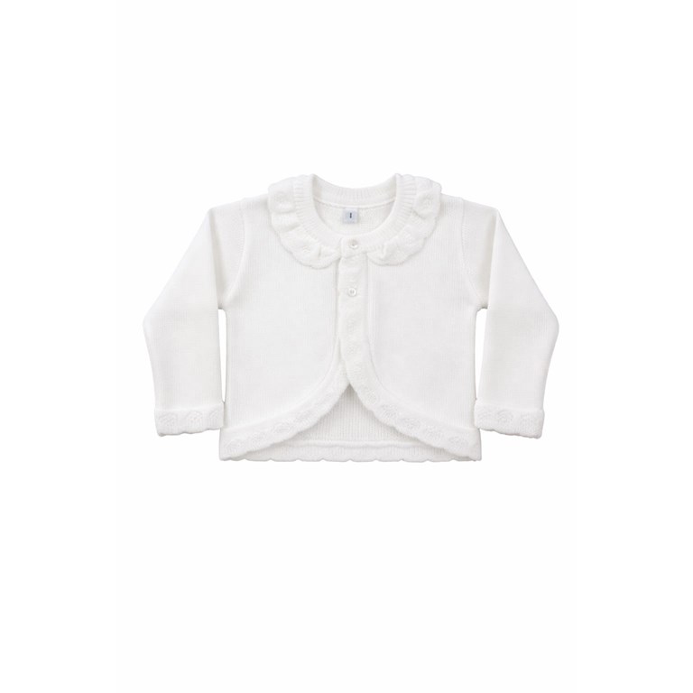 BOLERITO TEJIDO PARA BEB,A MANGA LARGA, CON BOTONES, CUELLO REDONDO. CEO