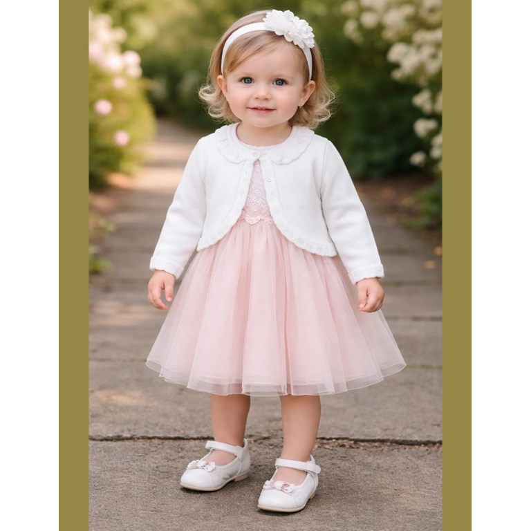 BOLERITO TEJIDO PARA BEB,A MANGA LARGA, CON BOTONES, CUELLO REDONDO. CEO